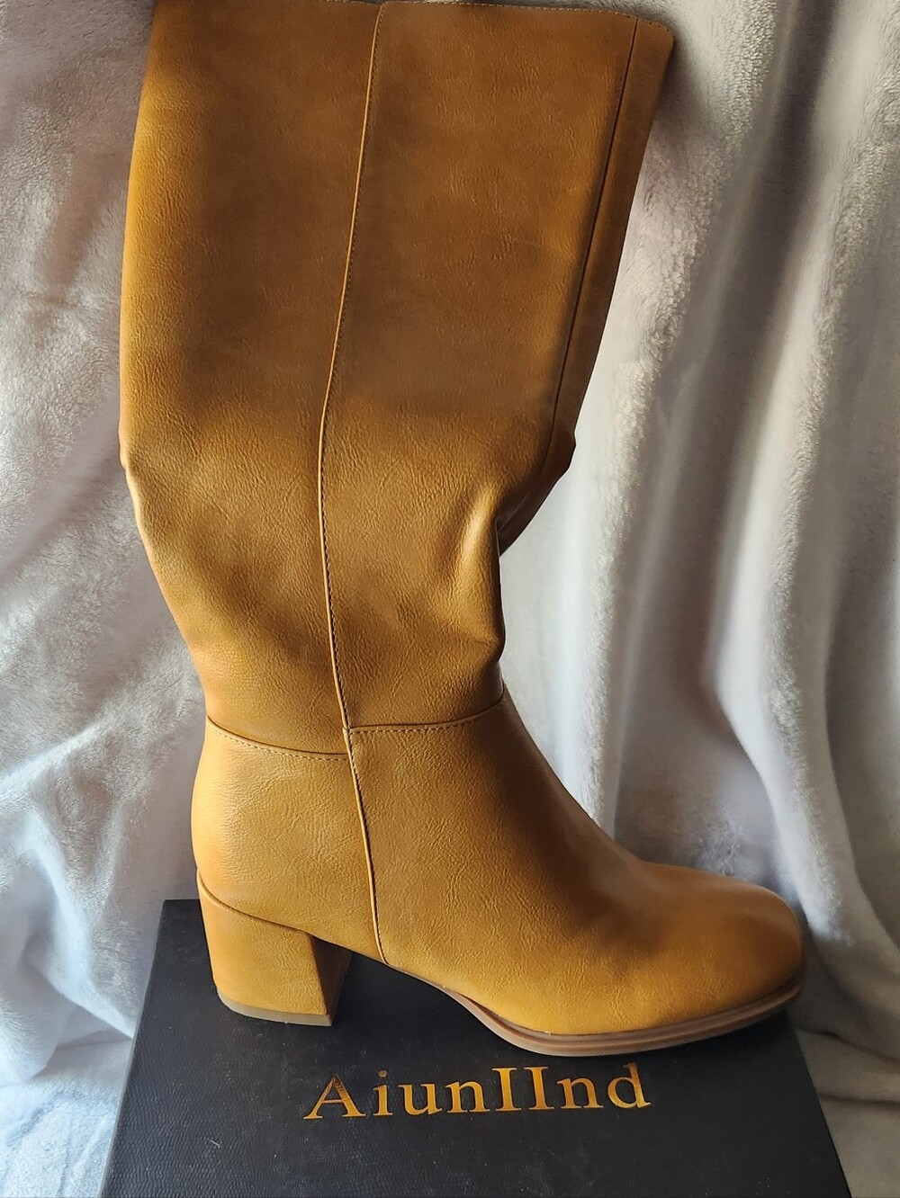 Women's Tall Block Heel Boots in Mustard